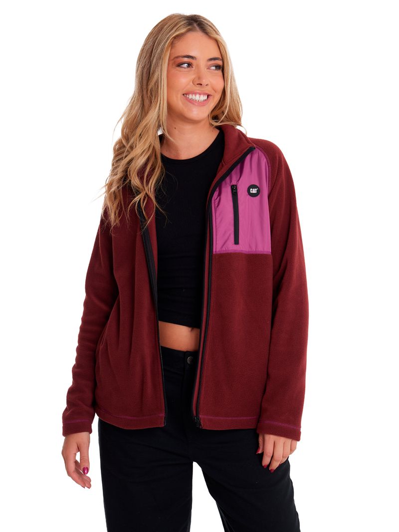 Polar-Casual-Mujer-W-POLAR-FLEECE-UTILITY-FULL-ZIP-JACKET-Rojo-CAT