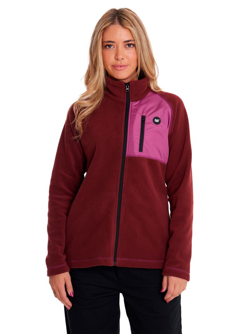 Polar-Casual-Mujer-W-POLAR-FLEECE-UTILITY-FULL-ZIP-JACKET-Rojo-CAT