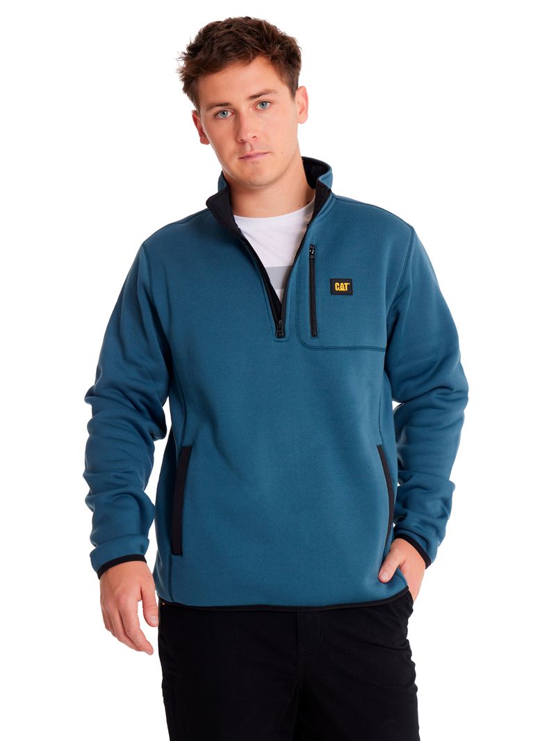Polar-Casual-Hombre-SWEATER-FLEECE-QUARTER-ZIP-JACKET-Azul-CAT