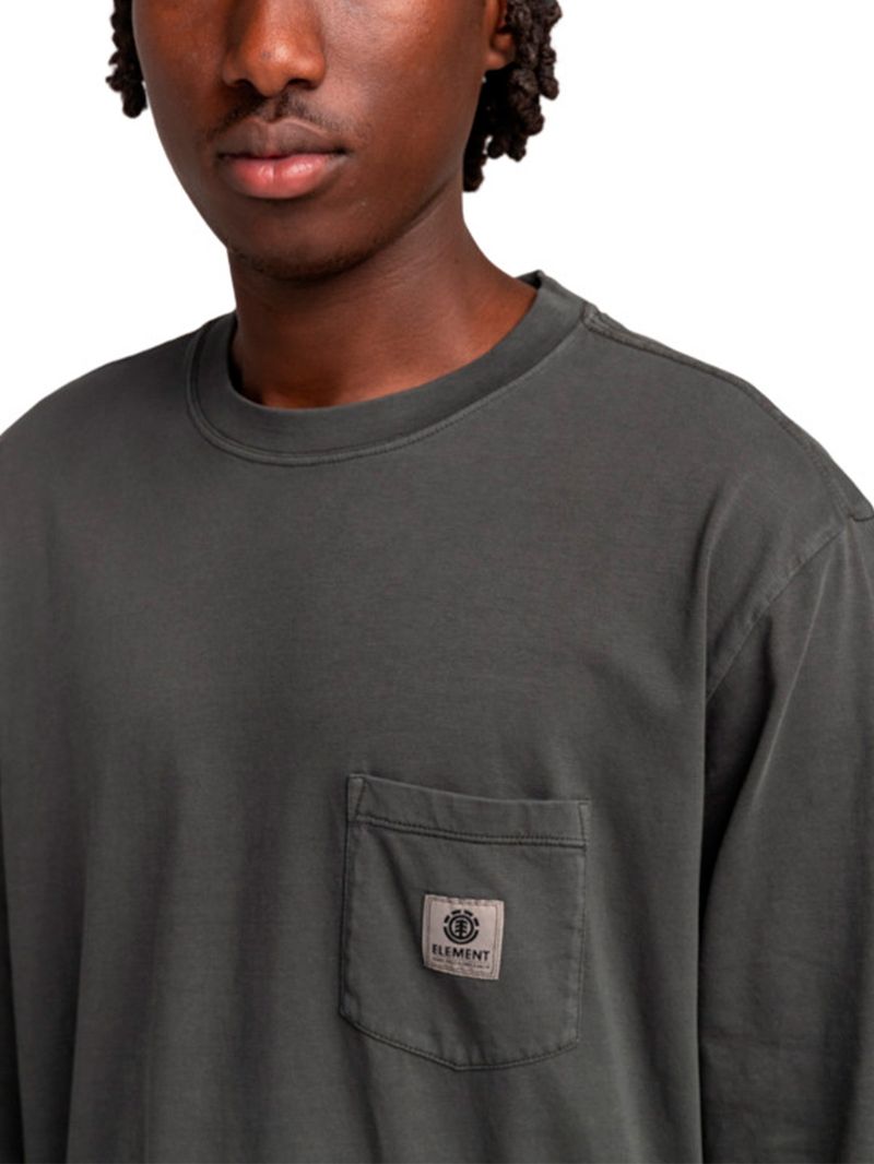 Polera Manga Larga Hombre Basic Pocket Negra Element