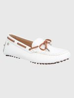 Mocasin Cuero Mujer Ribbon Blanco