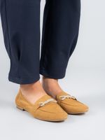 Mocasin Cuero Mujer Dinnat Café Claro