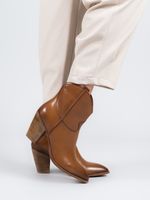 Botin Vaquero Cuero Mujer Vanna Café Claro