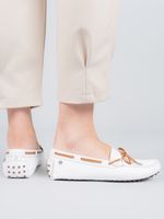 Mocasin Cuero Mujer Ribbon Blanco