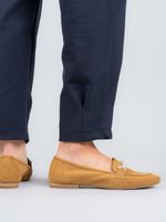 Mocasin Cuero Mujer Dinnat Café Claro