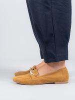 Mocasin Cuero Mujer Dinnat Café Claro