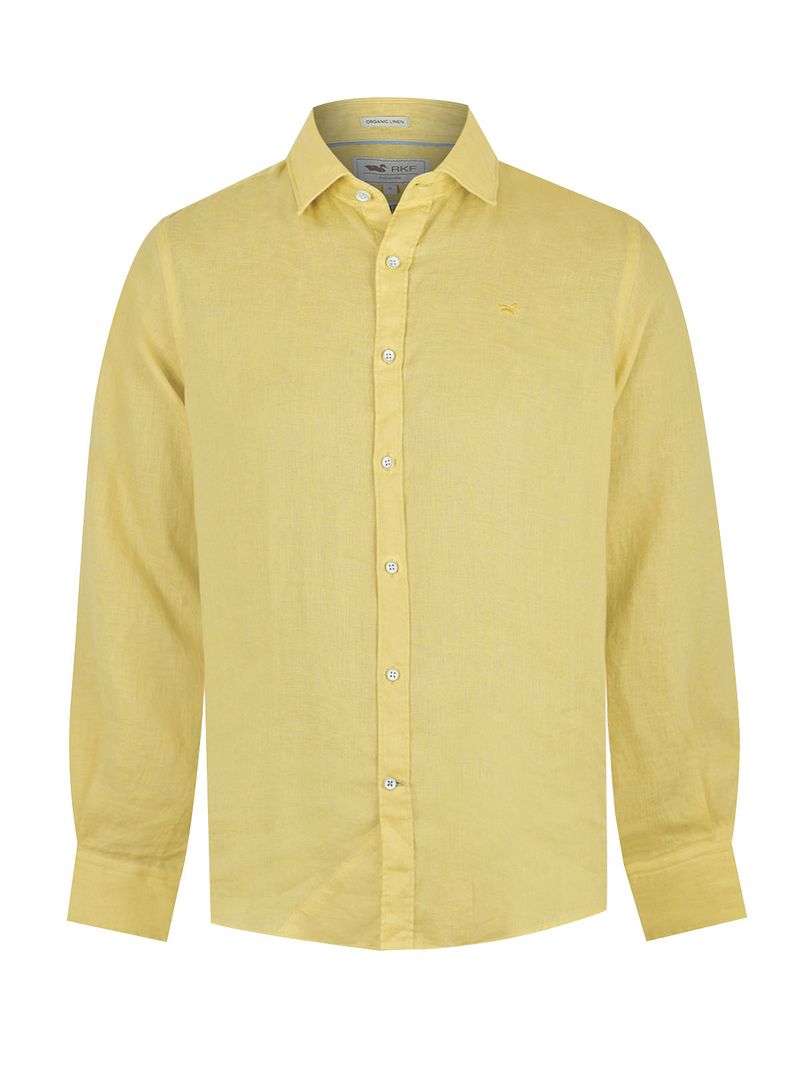 Camisa-Lino-Organico-Hombre-Linensol-Amarillo-Rockford