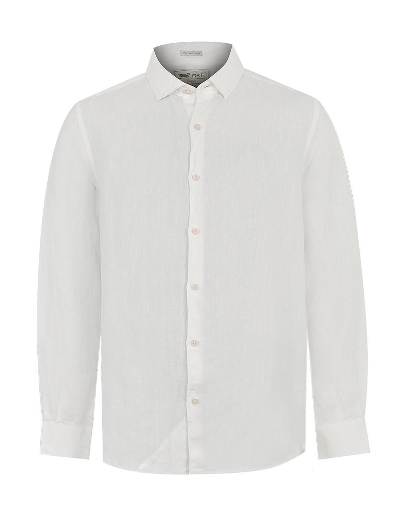 Camisa Lino Orgánico Hombre Linenpro Blanco Rockford