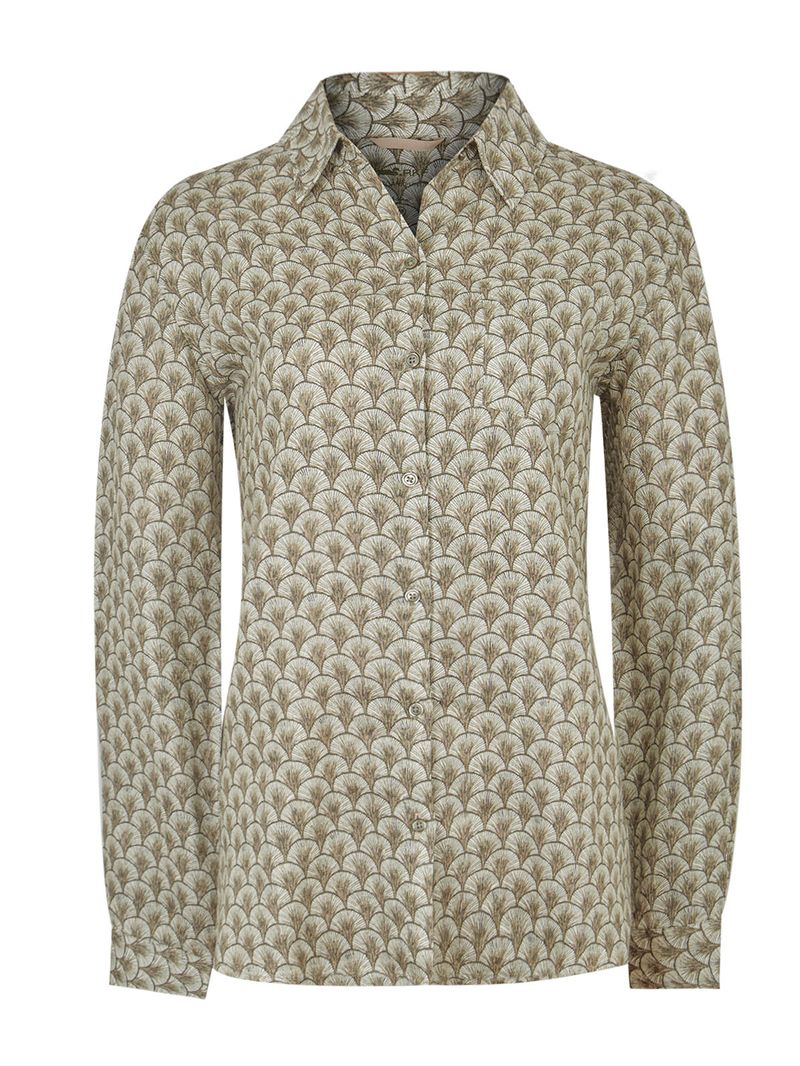 Blusa Lino Orgánico Mujer Lirioprint Verde Musgo Rockford