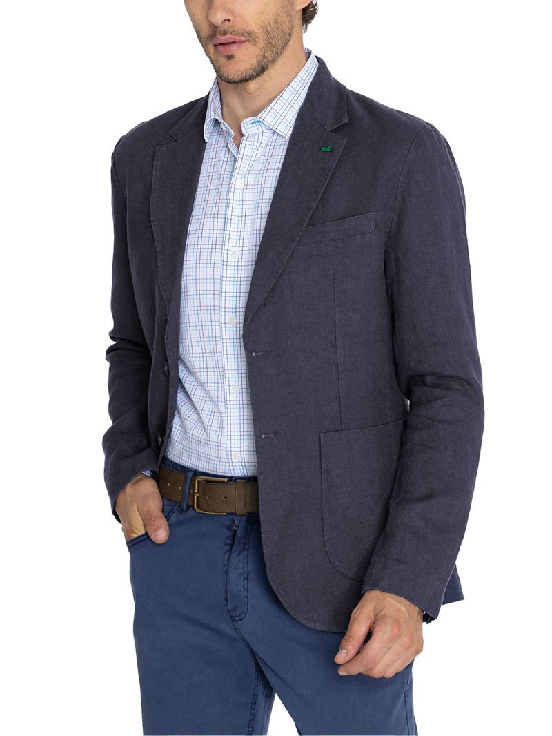 Chaqueta Lino Orgánico Hombre Amalfi Azul Rockford