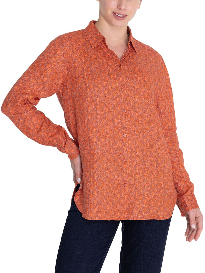 Blusa Lino Orgánico Mujer Lirioprint Burdeo Rockford