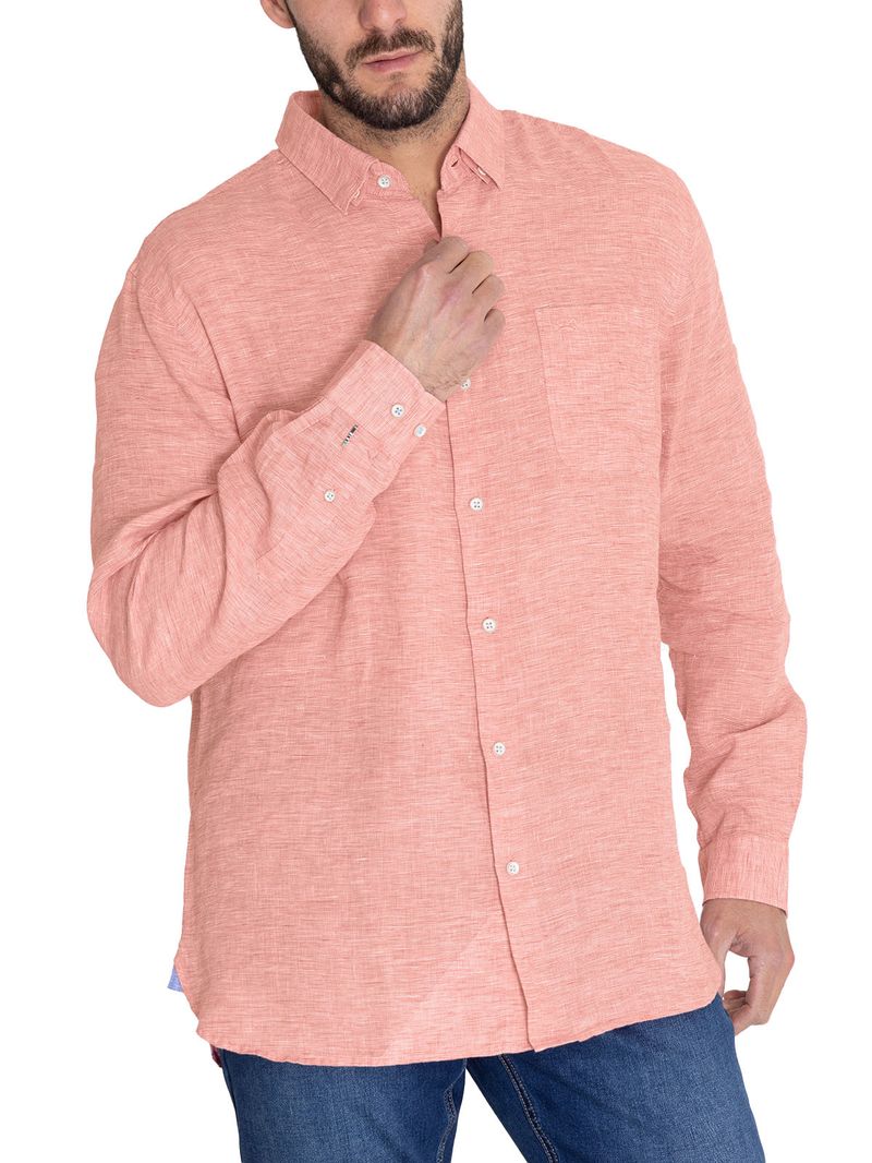 Camisa Lino Orgánico Hombre Linentex Rojo Rockford