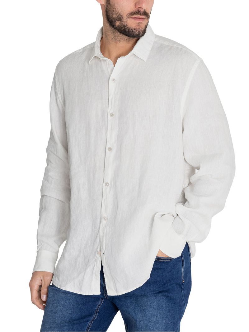 Camisa Lino Orgánico Hombre Linenpro Blanco Rockford