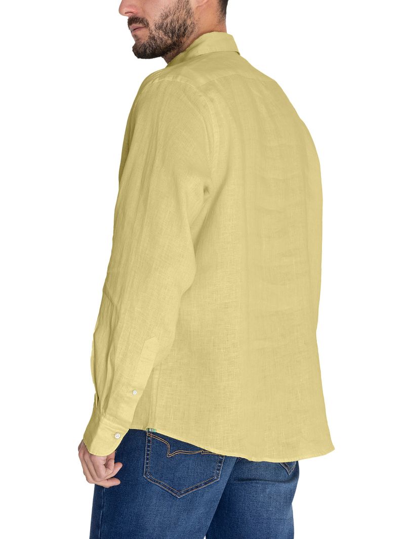 Camisa-Lino-Organico-Hombre-Linensol-Amarillo-Rockford