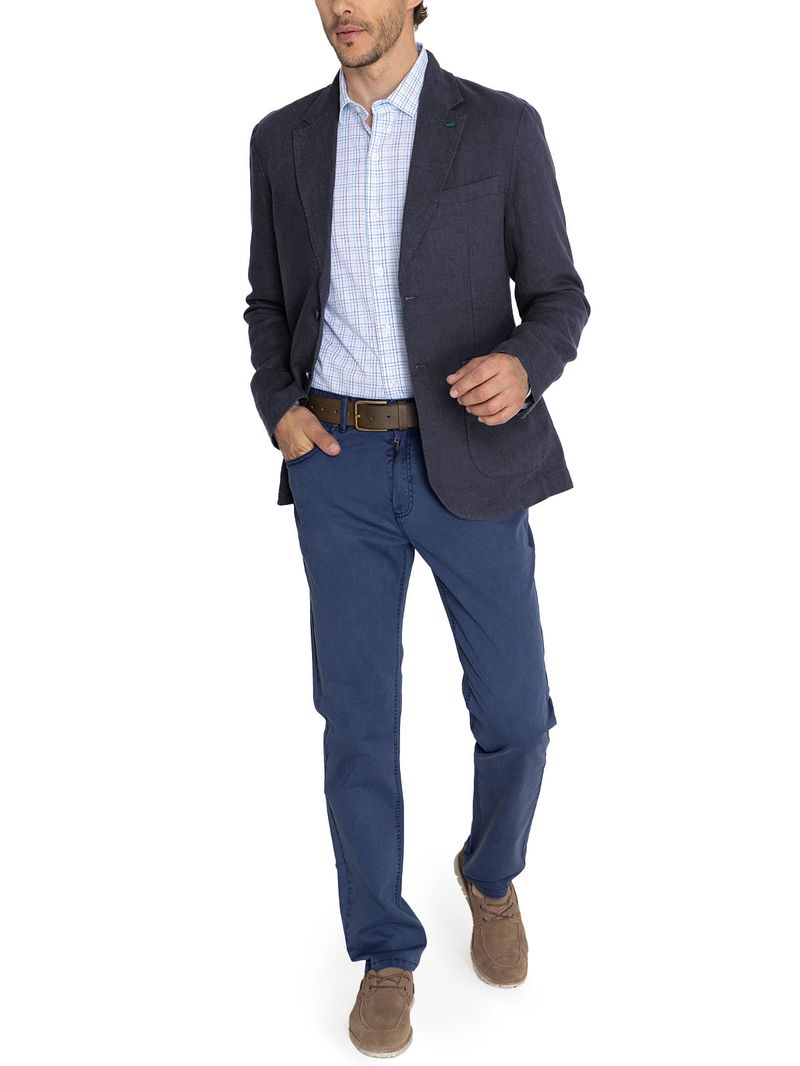 Chaqueta Lino Orgánico Hombre Amalfi Azul Rockford