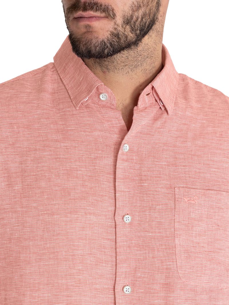 Camisa Lino Orgánico Hombre Linentex Rojo Rockford