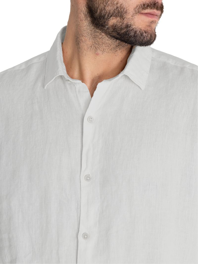 Camisa Lino Orgánico Hombre Linenpro Blanco Rockford