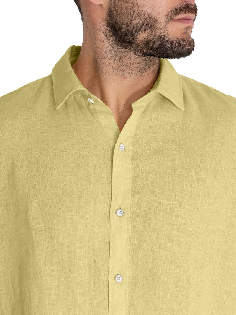 Camisa-Lino-Organico-Hombre-Linensol-Amarillo-Rockford