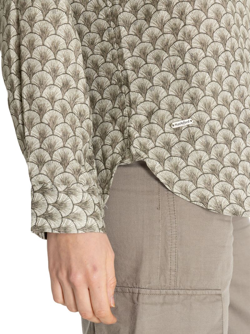 Blusa Lino Orgánico Mujer Lirioprint Verde Musgo Rockford