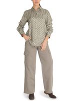 Blusa Lino Orgánico Mujer Lirioprint Verde Musgo Rockford