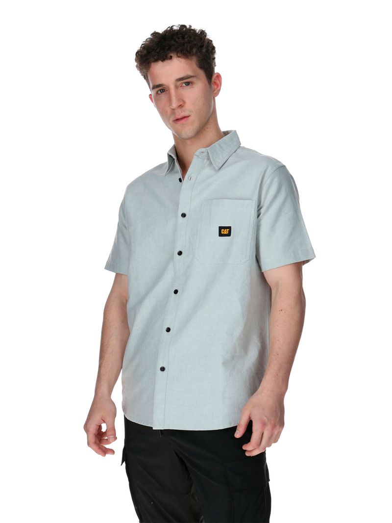 Camisa-Manga-corta-Casual-Hombre-OXFORD-RELAXED-S-S-SHIRT-Gris-CAT