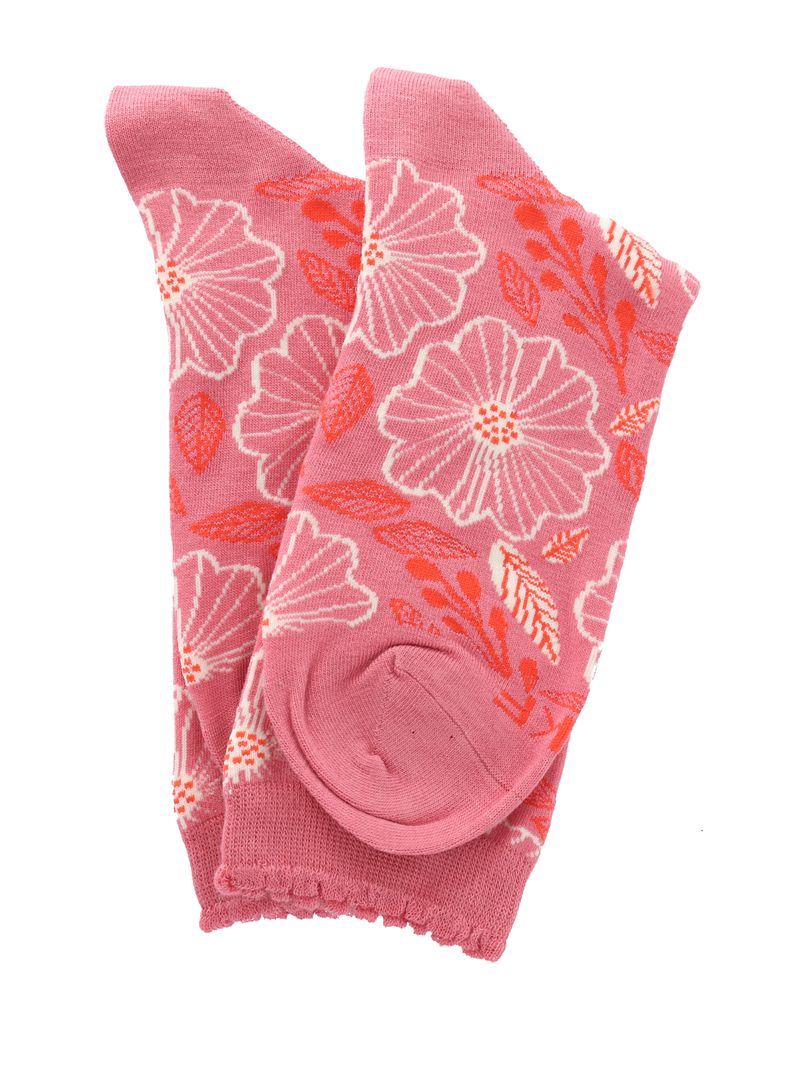 Calcetin-Bambu-Mujer-St-Flowers-Rosado-Rockford