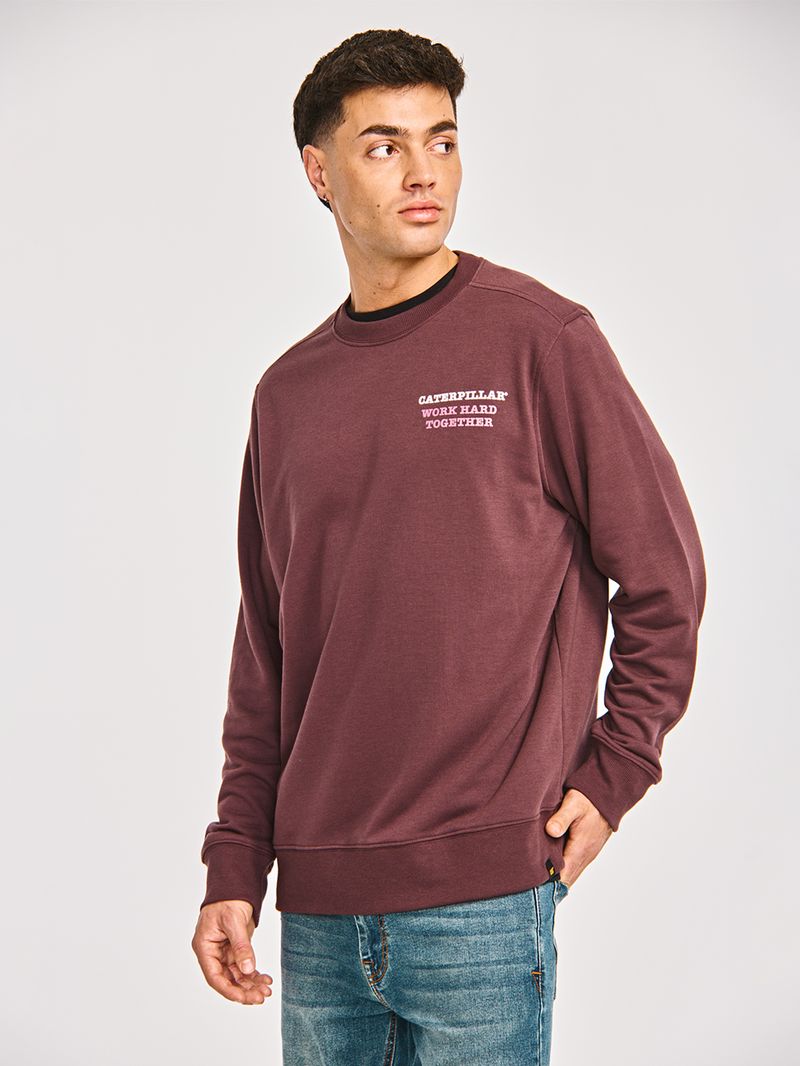 Poleron-Casual-Hombre-GRAPHIC-FRENCH-TERRY-CREWNECK-Burdeo-CAT