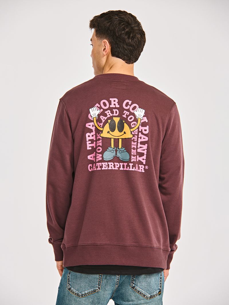 Poleron-Casual-Hombre-GRAPHIC-FRENCH-TERRY-CREWNECK-Burdeo-CAT