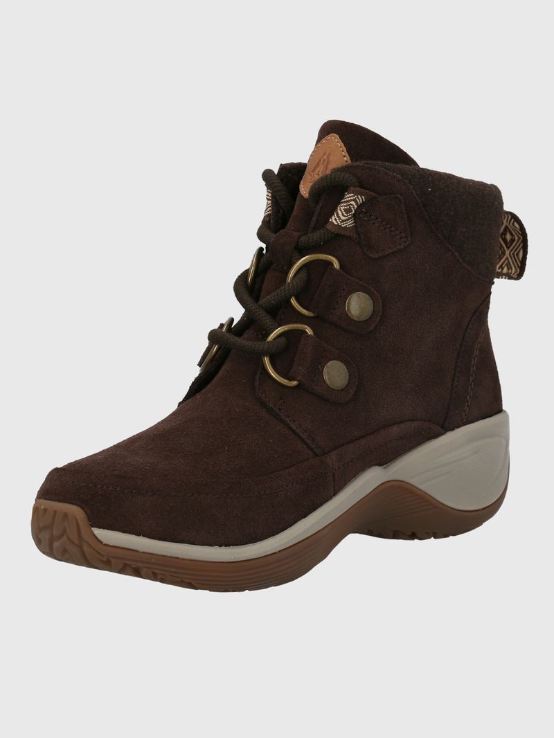 Botin Cuero Mujer Spinal Rug Lace Café Oscuro