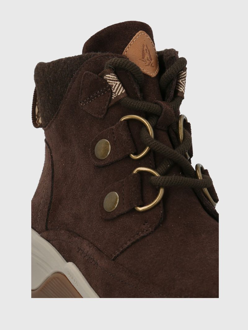 Botin Cuero Mujer Spinal Rug Lace Café Oscuro