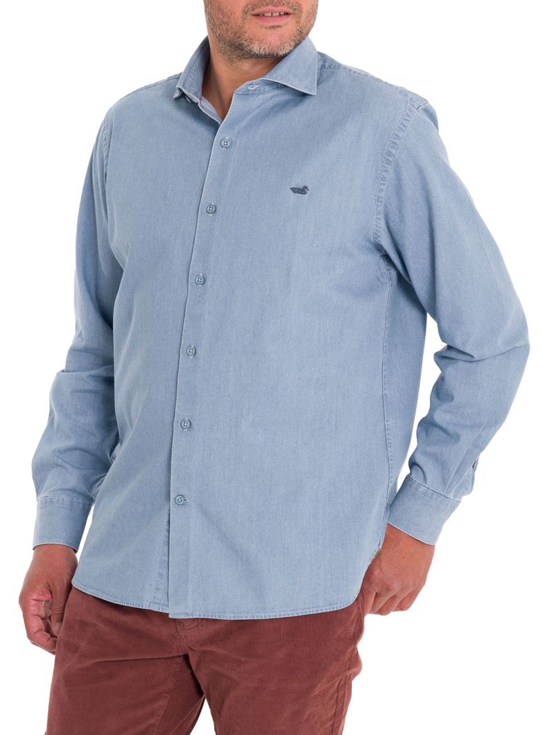 Camisa Algodón Orgánico Hombre Chambray Azul Rockford