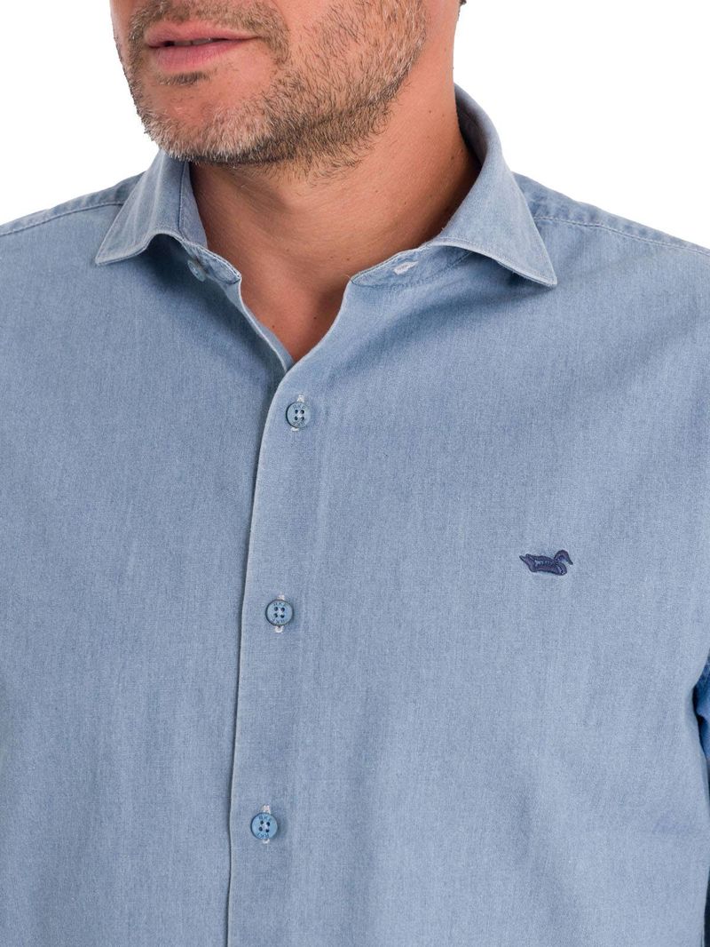 Camisa Algodón Orgánico Hombre Chambray Azul Rockford