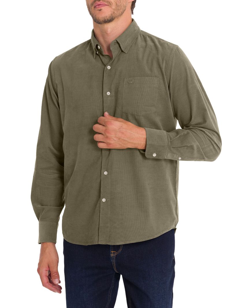 Camisa-Algodon-Organico-Hombre-Corduroy-Verde-Rockford