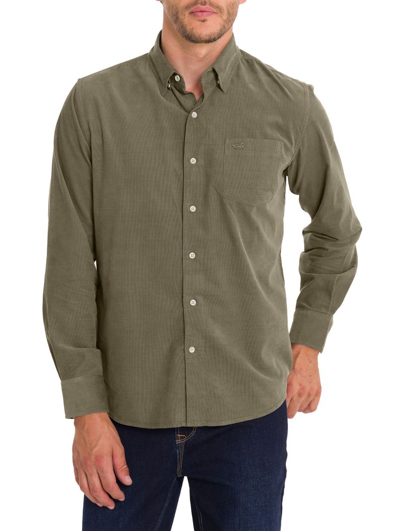 Camisa-Algodon-Organico-Hombre-Corduroy-Verde-Rockford