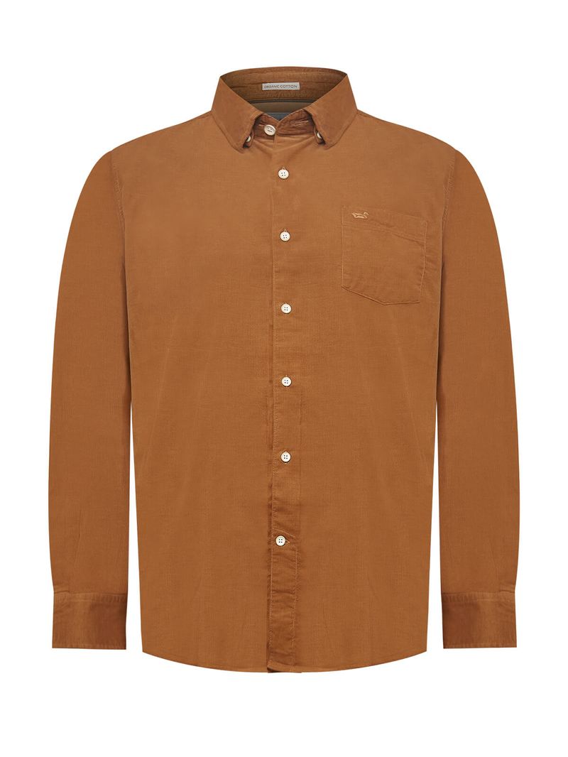 Camisa-Algodon-Organico-Hombre-Corduroy-Cafe-Rockford