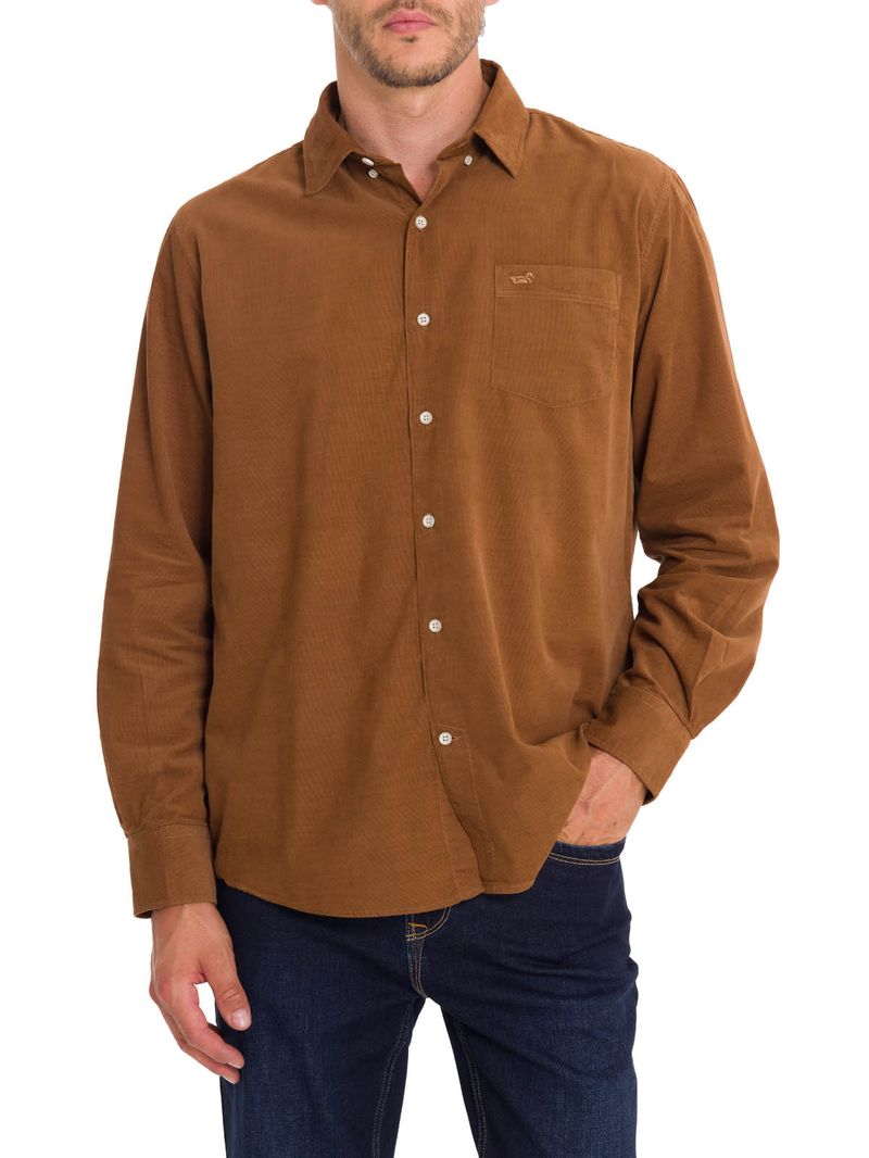 Camisa-Algodon-Organico-Hombre-Corduroy-Cafe-Rockford
