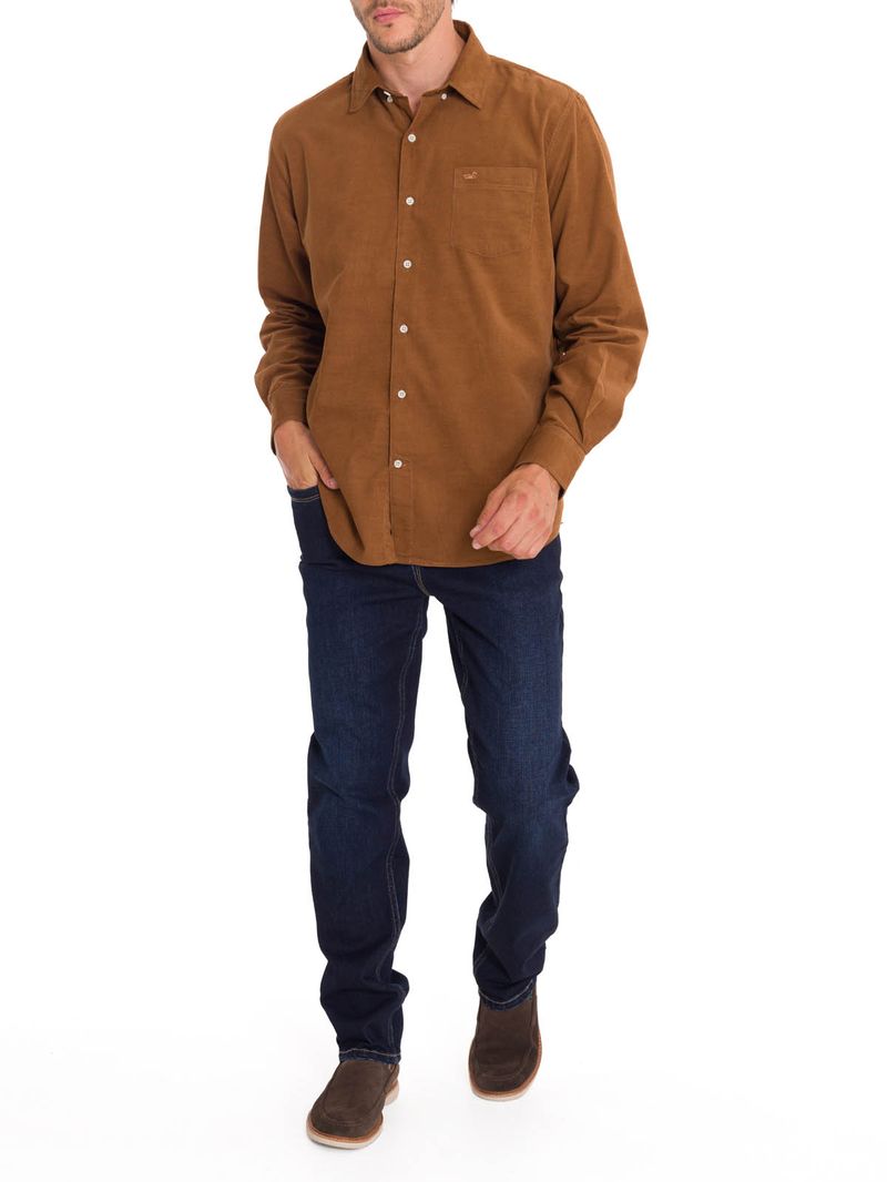 Camisa-Algodon-Organico-Hombre-Corduroy-Cafe-Rockford