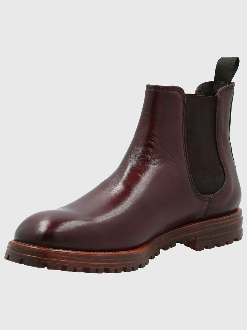 Botin Cuero Italiano Montena Burdeo
