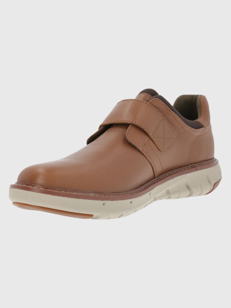 Zapato-Cuero-Hombre-Smart-Velcro-Cafe-Claro