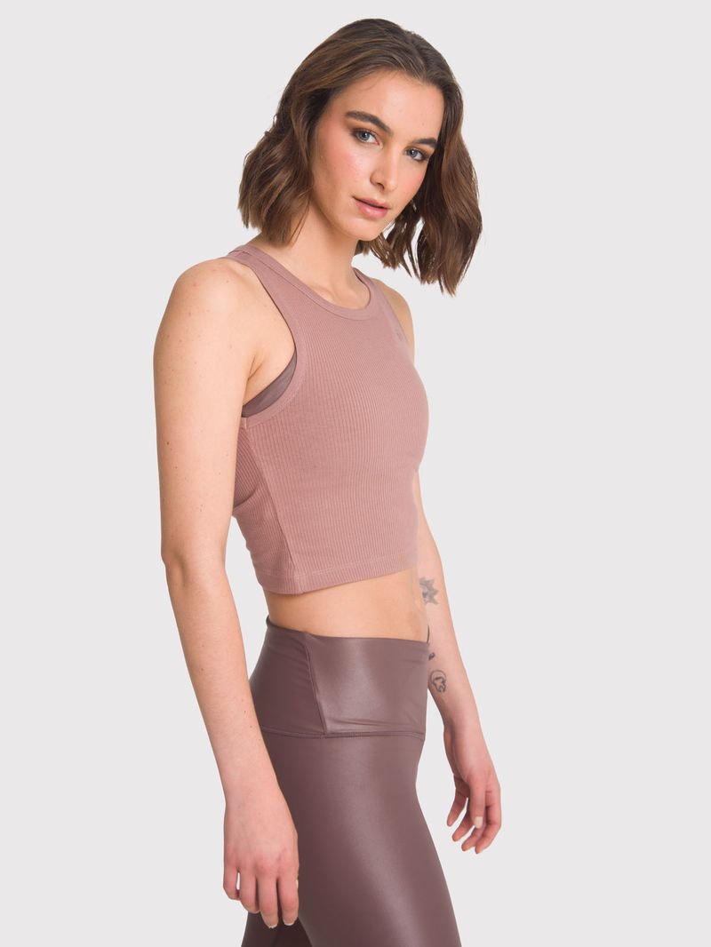 Polera Mujer Crop Tank Livia Café Claro Bsoul