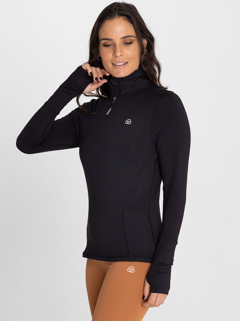 Poleron-Mujer-Half-Zip-Negro-Bsoul