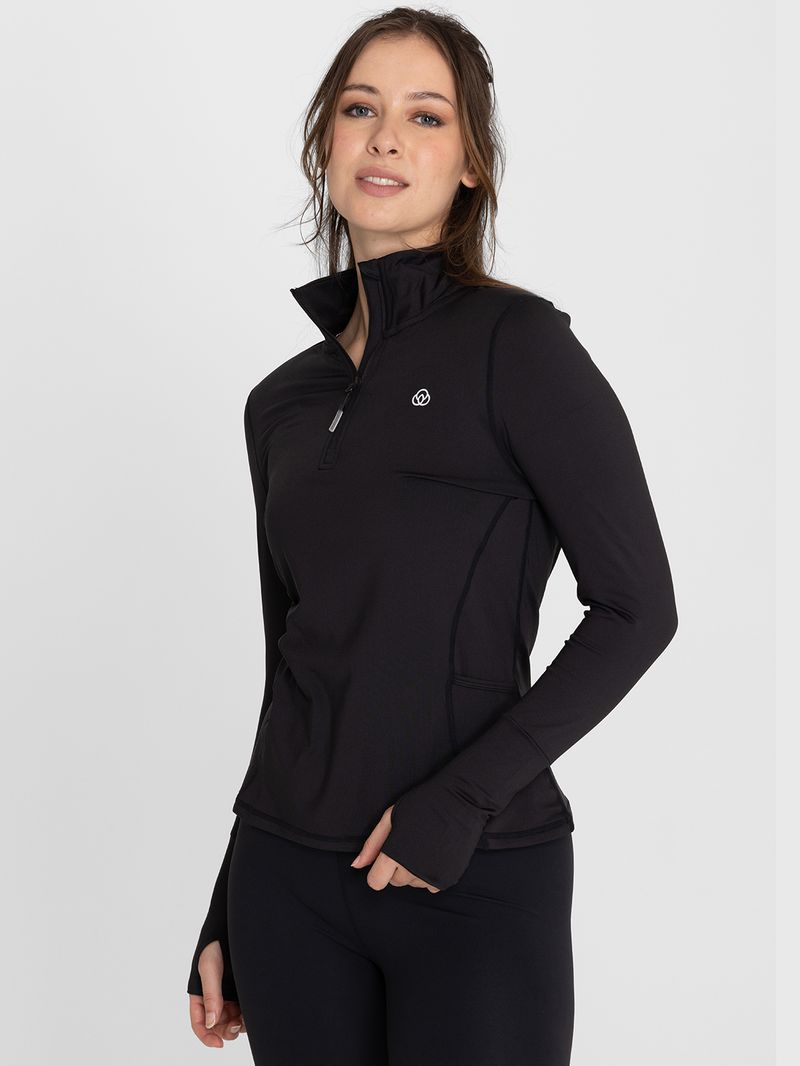 Poleron-Mujer-Half-Zip-Negro-Bsoul