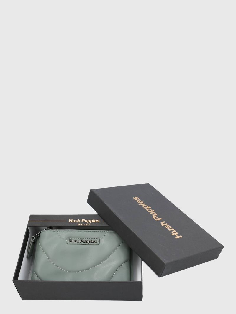 Billetera Ecocuero Mujer Quilt Zip Wallet Verde Hush Puppies