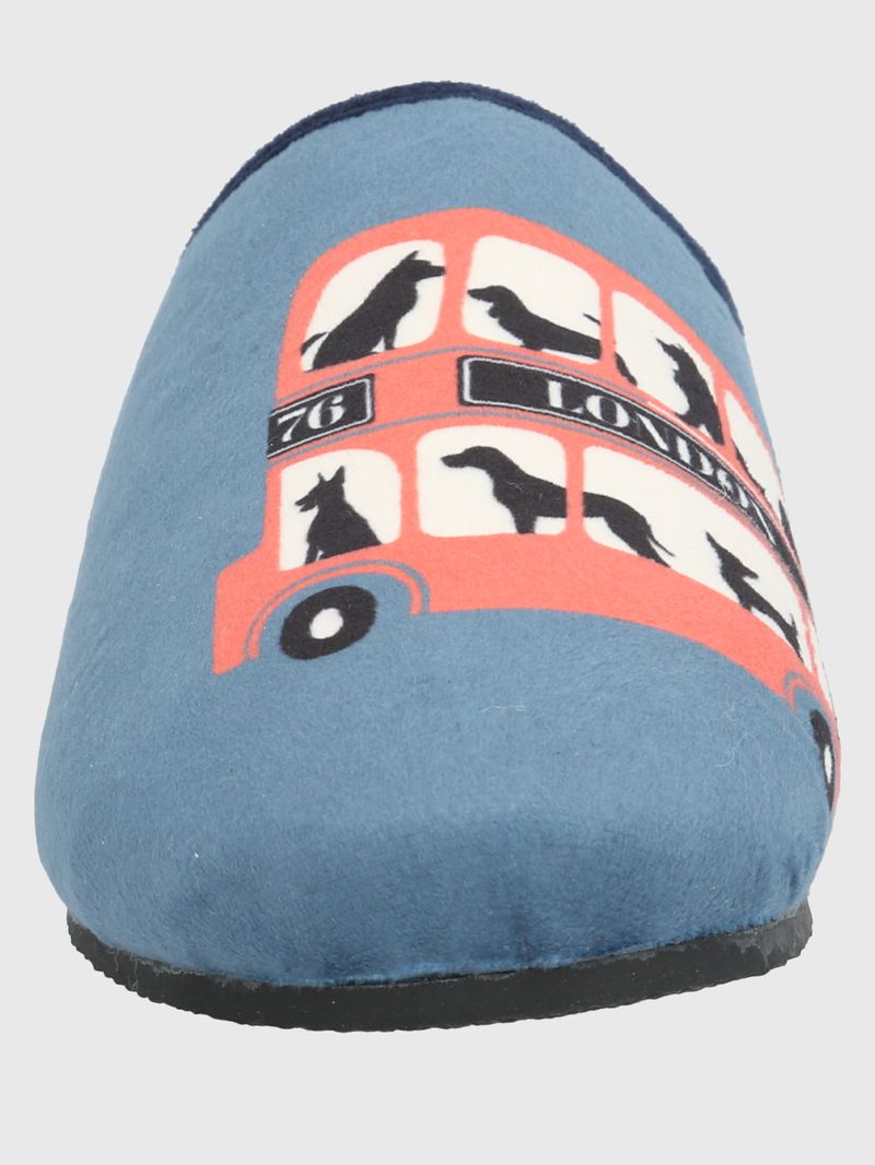 Pantufla Poliester Unisex Hp Slipper Uk Bus Azul Hush Puppies