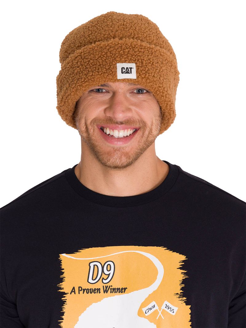 Gorro-En-Punto-Unisex-Cuffed-Sherpa-Knit-Hat-Cafe-Cat