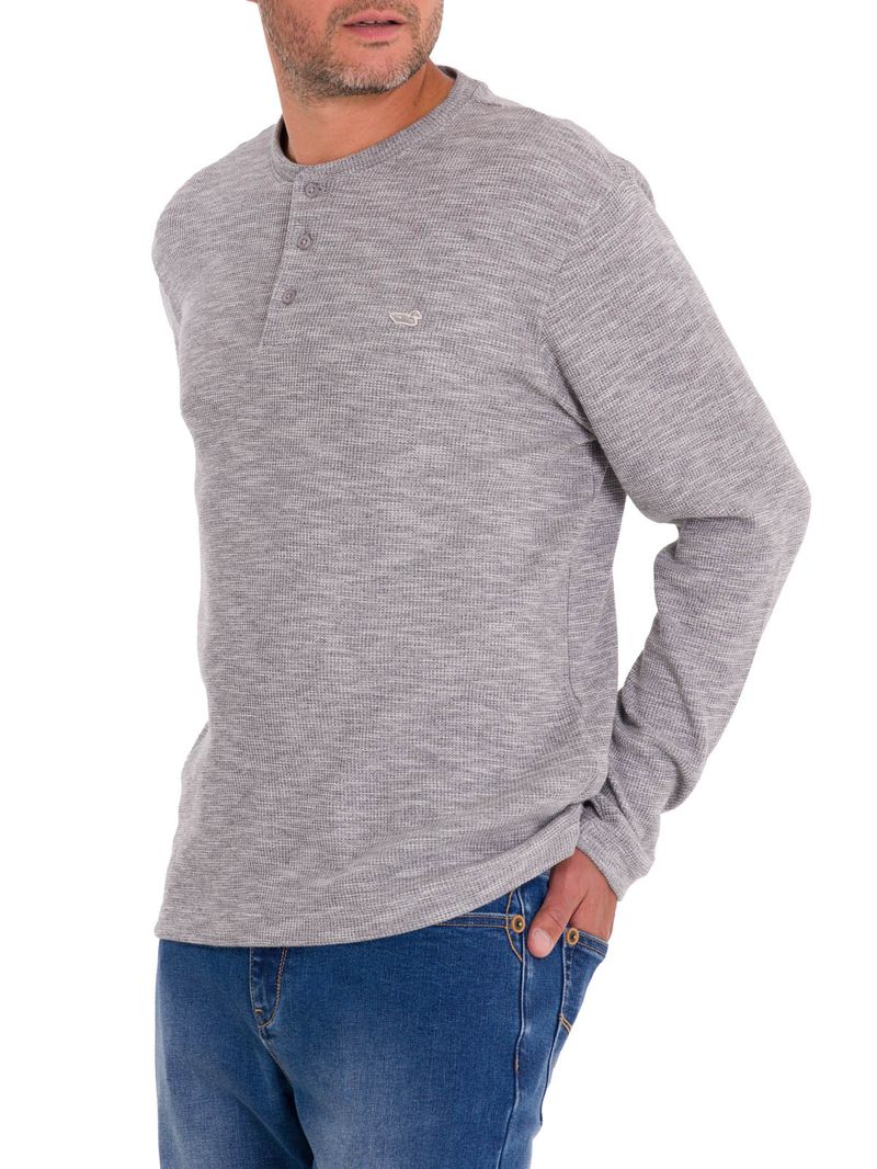 Polera-Algodon-Organico-Hombre-Wafle-Gris-Rockford