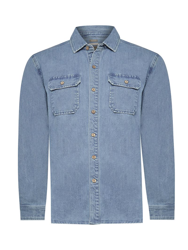Camisa Algodón Hombre Denim Azul Rockford