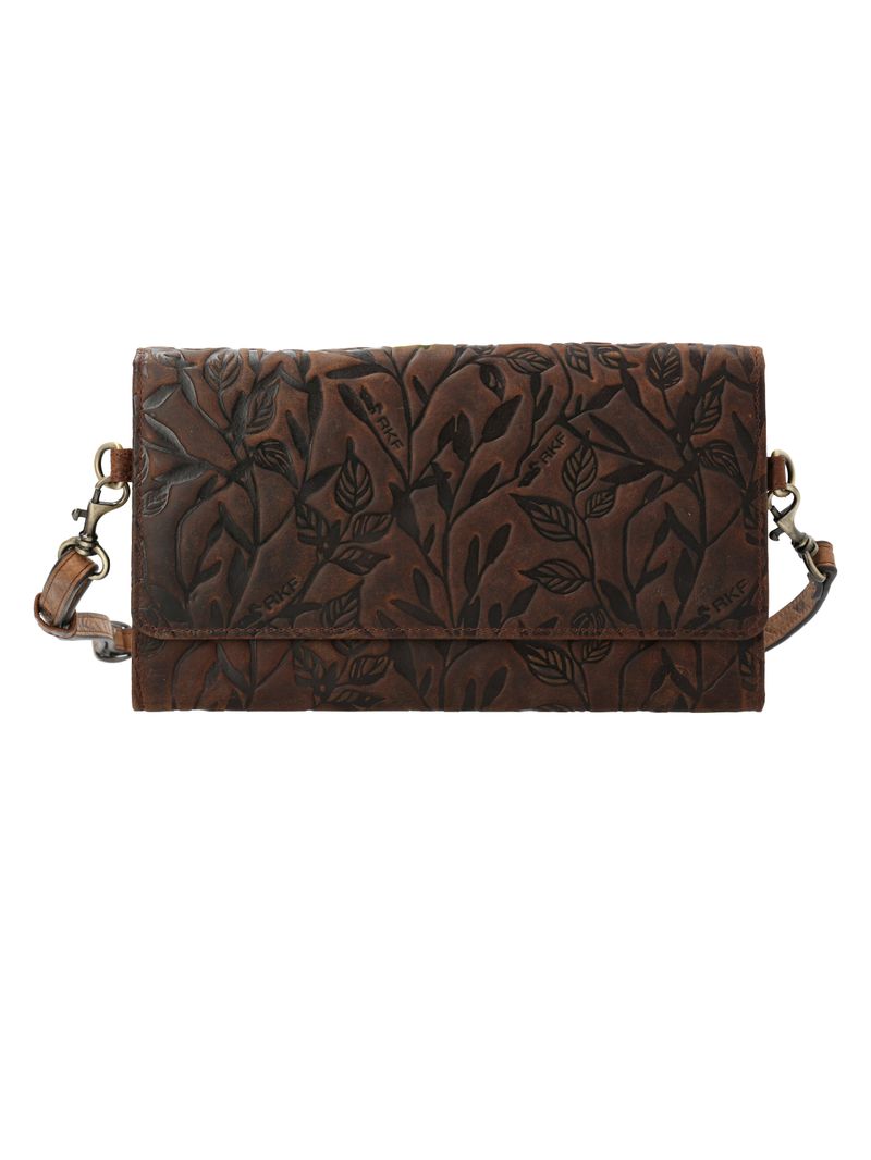 Cartera Cuero Mujer Oh Flower Cross Chocolate Rockford