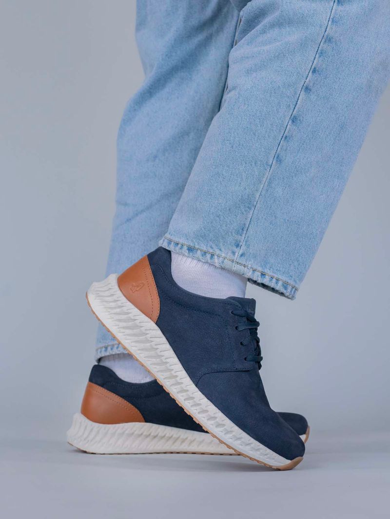 Zapatilla Cuero Spinal Discover Azul Hush Puppies