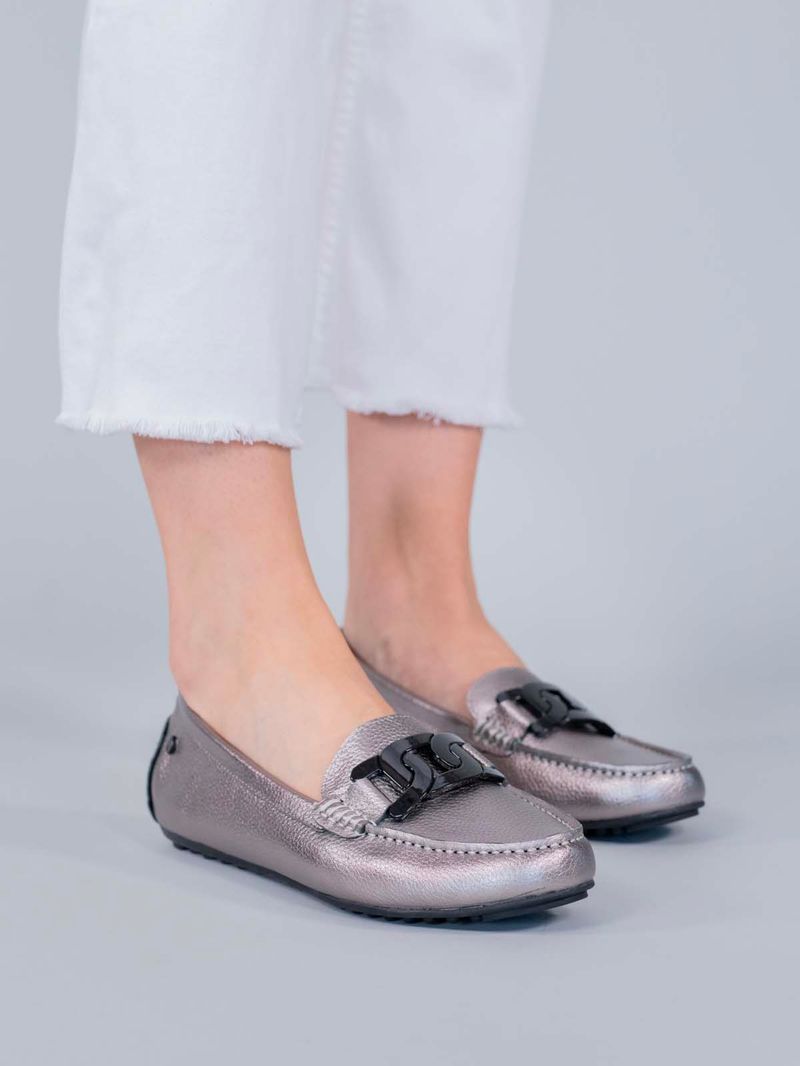 Mocasin Cuero Simona Metalizado Hush Puppies